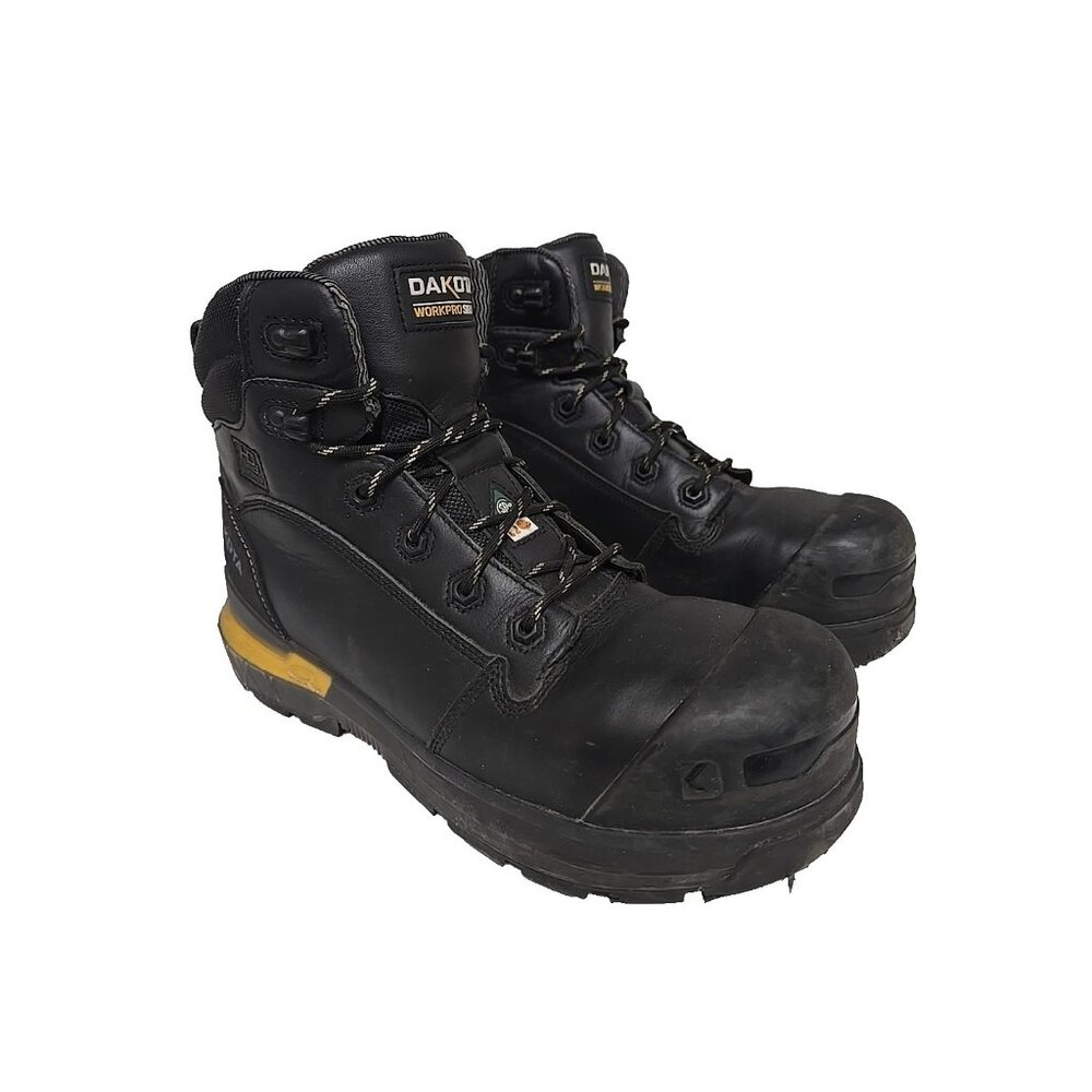 Dakota Men's 6300 6 inch Composite Toe Waterproof Work Boot Black Yellow 10M